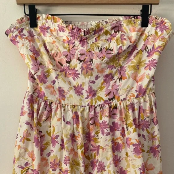 Storia x Aritzia Floral Strapless Cotton Midi Bustier Dress Medium - Picture 3 of 6